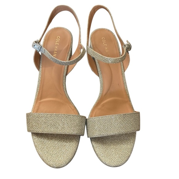 NWT Cole Haan Josie Block Heel Silver Glitter Ankle Strap Dress Sandals-Size 9B - Picture 13 of 13